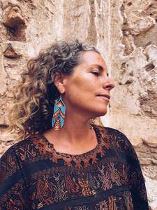 Thread Journeys: Light Blue Glass Beaded Earrings ~ Handmade in Guatemala