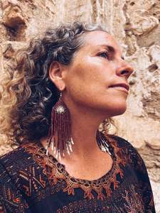 Burgundy Clay Beaded Earrings ~ Handmade in Guatemala