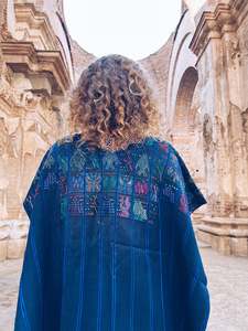 Intricate Blue Hupile ~ Santa Catarina Palopó ~ Hand woven