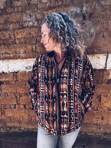 Mayan Zip Sweater ~ Mustard tones ~ M