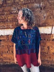 Red & Turquoise Hupile ~ Santa Catarina Palopó ~ Hand woven