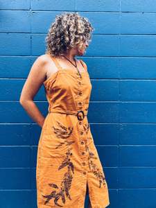 Linen Cotton: Striking Orange Dress ~ Linen ~ S/M