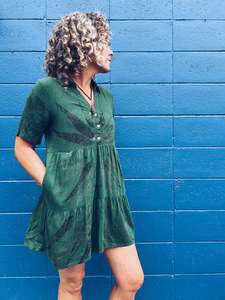 Linen Cotton: Forest Green Dress ~ Linen ~ XS/S