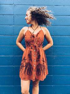 Linen Cotton: Lil Burnt Orange Dress ~ Linen ~ XS/S