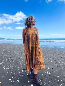 Linen Cotton: Wild Mustard Dress ~ Linen ~ L