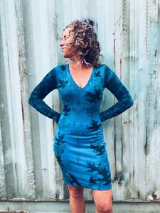 Plant Dyed Merino Wool: Wild Oak Blue Dress ~ Merino ~ XS/S
