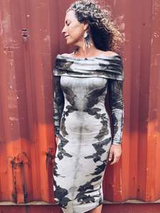 Plant Dyed Merino Wool: Off the Shoulder Wild Dress ~ Merino ~ XS/S