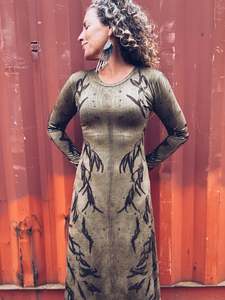 Thread Journeys Khaki Dress ~ Merino ~ S ~ NEW