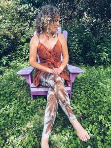 Plant Dyed Merino Wool: Eucalyptus Leggings ~ Merino ~ M/12 ~ New