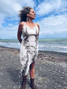 White Strappy Eucalyptus Dress ~ Linen ~ L/XL