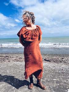 Burnt Orange Dress ~ Linen ~ S/M