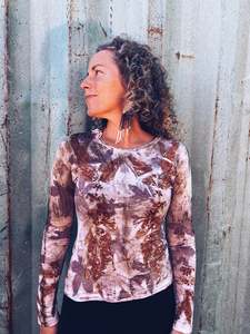 Plant Dyed Merino Wool: Thread Journeys Liquid Amber Long sleeve ~ Merino ~ S ~ NEW