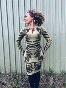 Plant Dyed Merino Wool: Wild Eucalyptus Green Dress ~ Merino ~ XXS-S ~ New