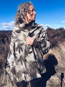 Plant Dyed Larger Sizes: Wool Blanket Wrap/Scarf ~ Liquid Amber & Eucalyptus