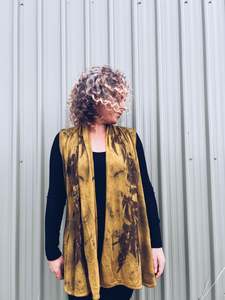 Plant Dyed Knitwear: Golden Vest/Cardy ~ Merino Wool ~ XL/Freesize
