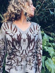 Grey Firey Eucalyptus Jersey ~ Cashmere Wool ~ M/L ~ NEW