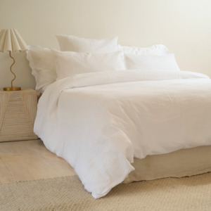 100% Cotton Waffle Duvet Set- White