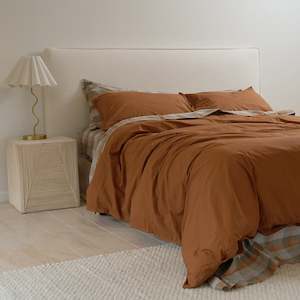 Linen Duvet Cover Sets: 100% Stonewashed Cotton Duvet Set- Rust
