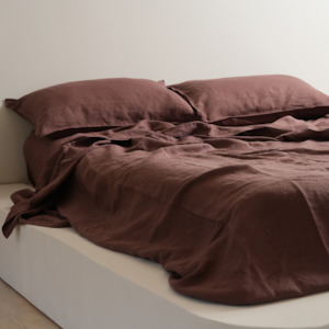 Bedding: 100% French Flax Linen Sheet set- Cocoa
