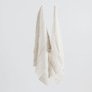 100% French Linen Tea Towel - Set 2-Charcoal Pinstripe