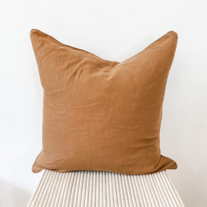 100% French Flax Linen Feather filled Cushion- Ginger