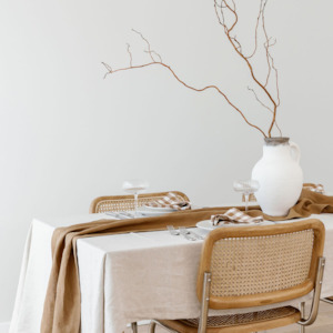 Natural Ginger Table: 100% French Flax linen Table Cloth- Natural Oat