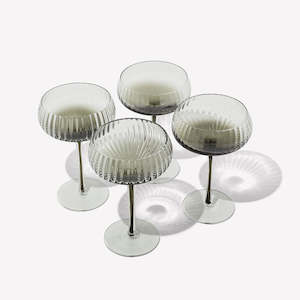 Mono Tones: Ribbed Champagne Coupe- Set 4 Charcoal