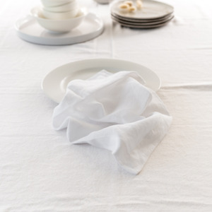 100% French Flax Linen Napkin- Set of 4 White