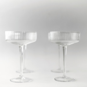 Black Friday Glassware: Ribbed Cocktail Glasses- Set 4 Clear