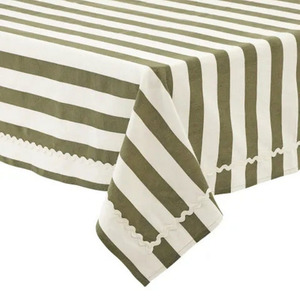 Orla Cotton Tablecloth Olive/Ivory