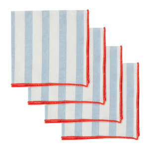 Dining: Luna S/4 Cotton Napkins- Sky/Red