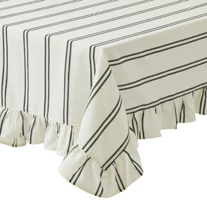 Sofia Cotton Table Cloth - Ivory/Black
