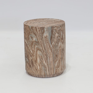 Strata Plinth Stool- Warm Marble