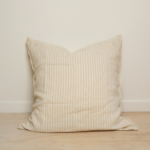 100% French Linen Euro pillowcase- Sand Stripe