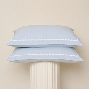 Bonnie Pillowcase Pair- Sky Blue/White Trim