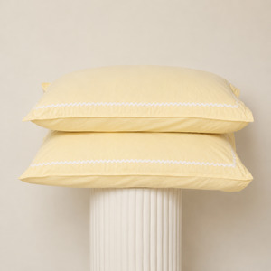 Bonnie Pillowcase Pair- Butter/White Trim