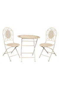 Products: Cafe Setting Table + 2 Chairs - Antique Cream - Homelandz