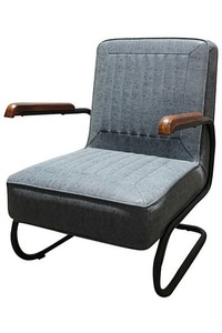 Lindale reception chair w / waxed pu - vintage blue - Homelandz
