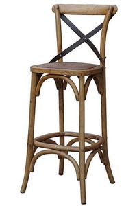 Products: Oak Cross Back Bar Stool with Aged Patina - Homelandz