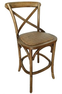 Products: Cross Back Bar Stool with Rattan - Homelandz