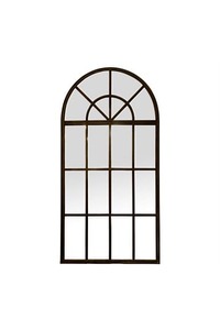 Large Iron Arched Mirror - Antiqued Black Metal Frame - Homelandz