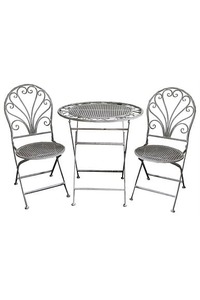 Cafe Setting Table + 2 Chairs - Antique Grey - Homelandz