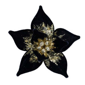 Plants Flowers: Sapphire Blue Poinsettia Large w/Clip 16cm Velvet