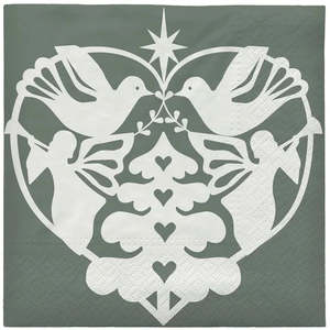 BROSTE Christmas Nostalgia Paper Napkin - Grape Leaf Green/Off White