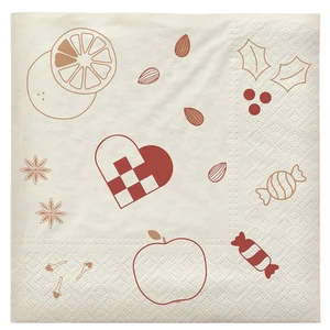BROSTE Christmas Fryd Paper Napkin - Red/Nut Brown