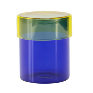 Gifting: Glass jar set 'Cosima' Blue with Yellow lid