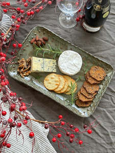 Gifts For Them 1: Magnolia Lane - Green Beaded Ruffle Edge Platter - large