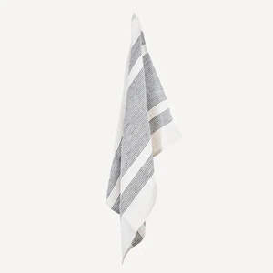 French Country Woven Multi Stripe Tea Towel - Natural & Black