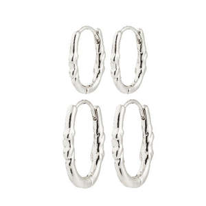 Pilgrim Jewellery: Sense Hoop Earrings 2n1 - Silver Plated