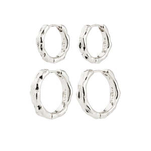 Darby Earrings 2 n 1 Set - silver